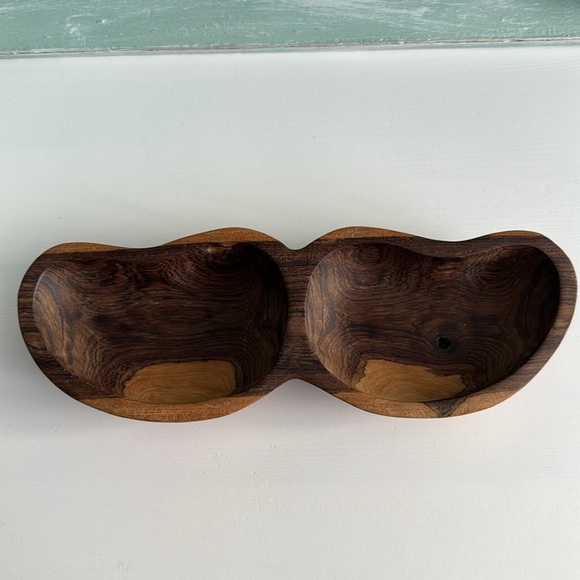 Olive Wood Dual Bowl - Picture 5 of 5